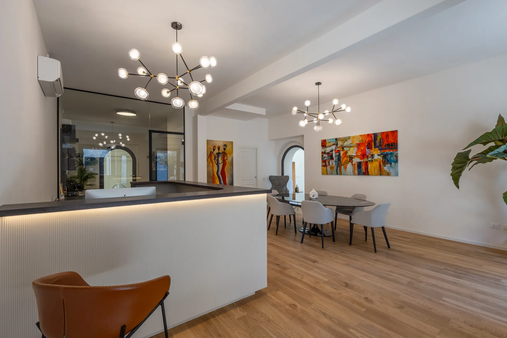 The reception with contemporary art